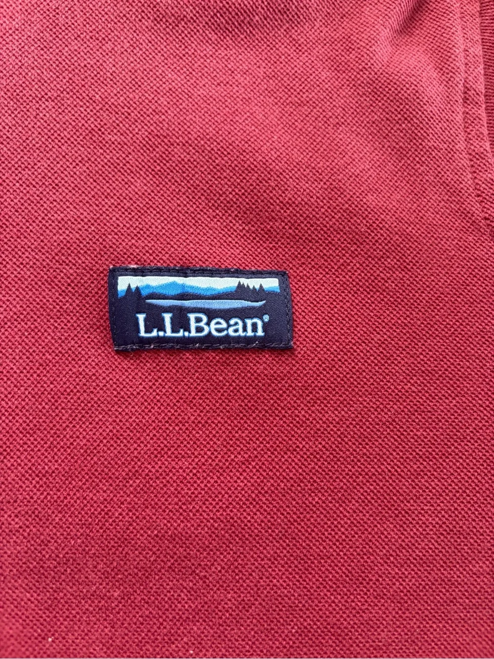 L.L. Bean Katahdin Logo Quarter Zip Pullover Large Reg Red Pique Traditional Fit